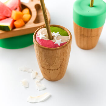 Bamboo Cup With Two Straws Green, 3 of 3