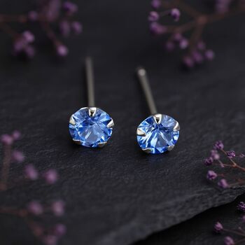 Girls Sterling Silver March Aquamarine Birthstone Stud Earrings, 4 of 9
