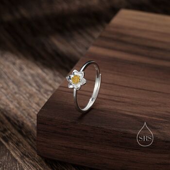 Sterling Silver Daffodil Flower Ring, 9 of 12