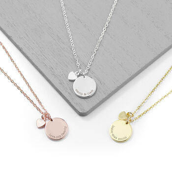 Personalised Heart And Disc Necklace, 2 of 10
