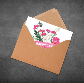 21st Birthday Card – For Step Sister With Floral Design, 5 of 5