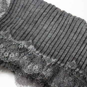 Pleated Lace Fringe Cotton Scarf, 9 of 12