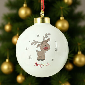 Personalised Little Reindeer Bauble, 3 of 5