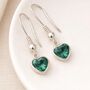 May Heart Birthstone Sterling Silver Earrings Emerald, thumbnail 1 of 5