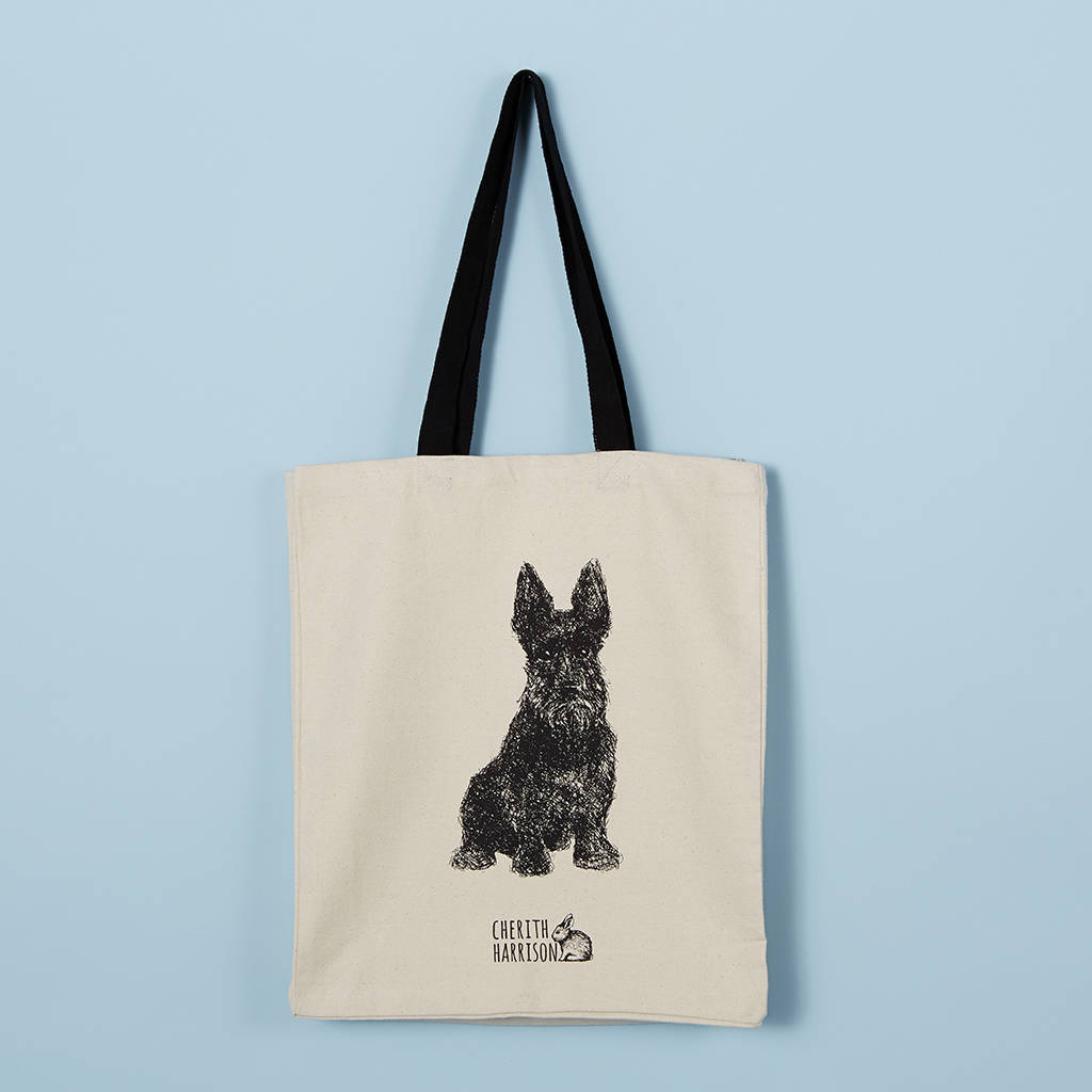 scottie dog canvas tote bag by cherith harrison | 0