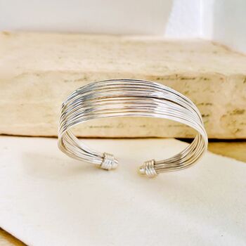Chunky Sterling Silver Multi Strand Adjustable Wire Bangle, 2 of 5