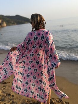 Pink Tulip Dressing Gown ~ Holiday Beach Cover Up, 3 of 4