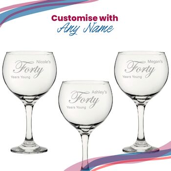 Personalised Years Young Cubata Gin Glass 40th, 4 of 8