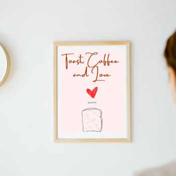 A4 Food And Drink Print Toast, Coffee And Love, 2 of 5