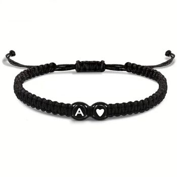 Personalised Black Braided Rope Initial Bracelet, 4 of 7