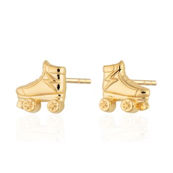18ct Gold Roller Skate Stud Earrings, 2 of 4