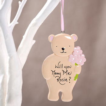 Personalised Bear With Bouquet Hanging Decoration, 2 of 2