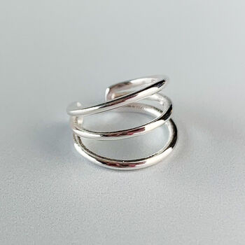 Sterling Silver Triple Hoop Ear Cuff, 3 of 6