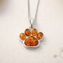 Sterling Silver Amber Paw Print Pendant – 20mm, thumbnail 3 of 9