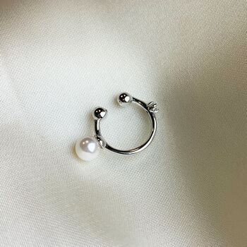 Sterling Silver Pearl And Crystal Ear Cuff, 5 of 5
