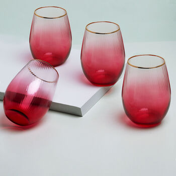 G Decor Set Of Four Monroe Ribbed Ombre Tumbler Glasses, 2 of 5