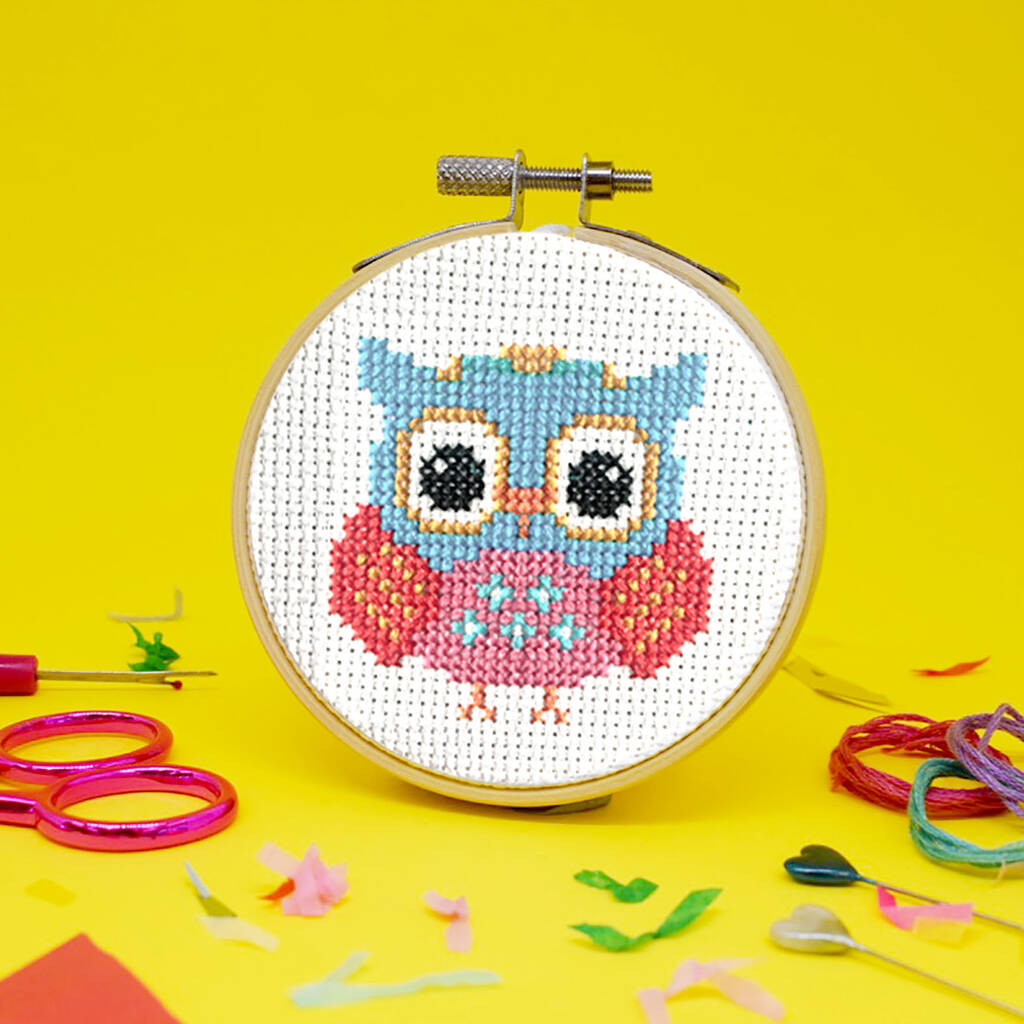 Retro Owl Mini Cross Stitch Craft Kit By The Make Arcade