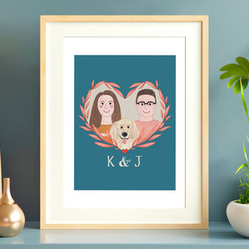 Personalised Hand Painted Couple Portrait Print, 3 of 7