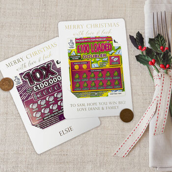 Personalised Christmas Scratch Card Holders, Xmas Lotto Holders Small And Large, 6 of 8