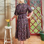 Zaria Black Silk Print Embroidered Dress 28, thumbnail 2 of 3