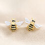 Gold Plated Enamel Bumblebee Stud Earrings, thumbnail 2 of 3