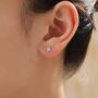 Sterling Silver Asymmetric White Hydrangea Cz Stud Earrings, thumbnail 8 of 12