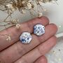 Blue Floral Ceramic Hexagon Earrings Vintage Blue, thumbnail 1 of 11