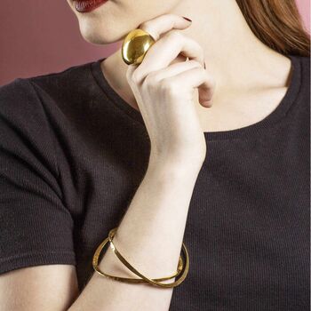 Gold Textured Round Silver Stacking Bangles, 5 of 6