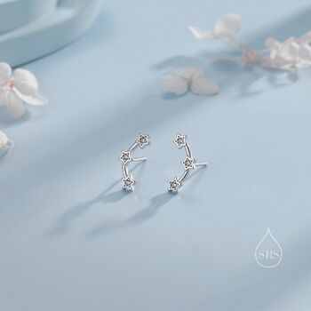 Sterling Silver Small Star Trio Stud Earrings, 5 of 10