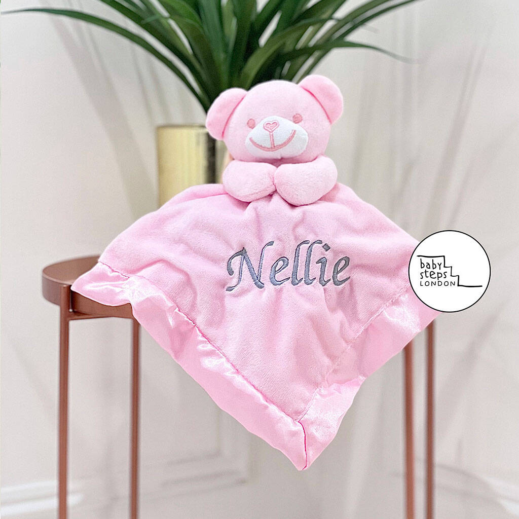 Personalised Name Teddy Bear Comforter Blanket Soft Toy, 1 of 2