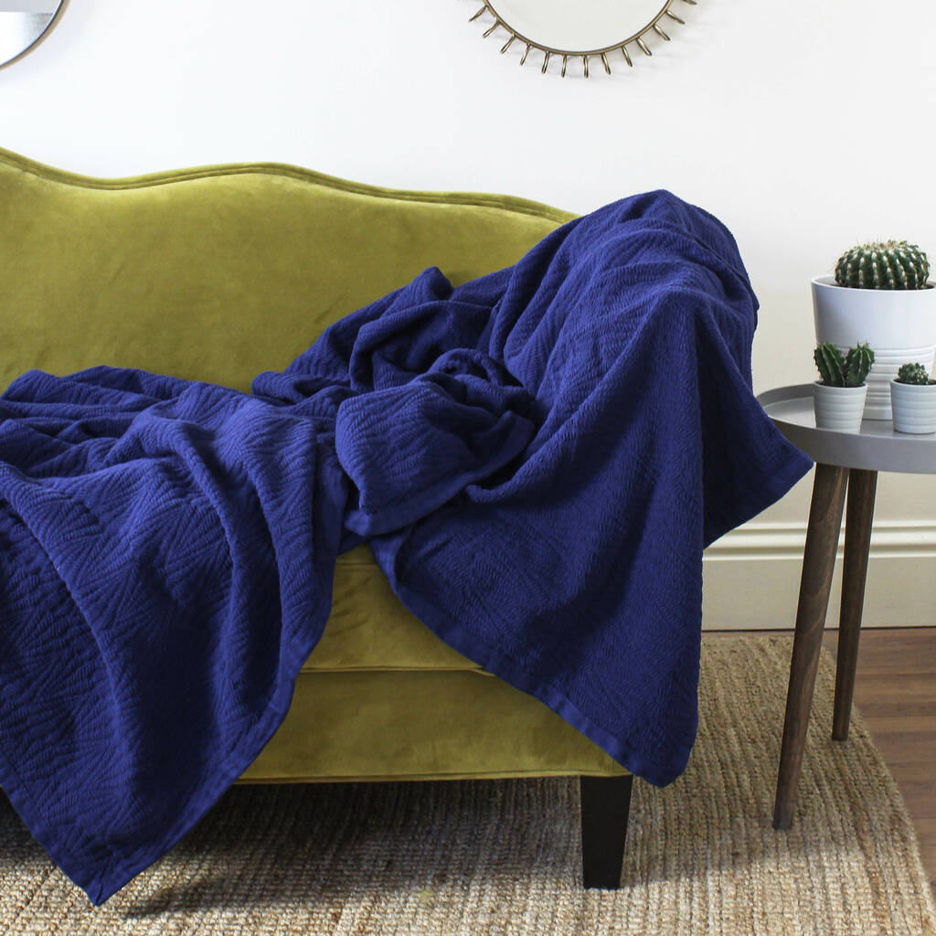 Extra Large Navy Blue Cotton Throw By Marquis & Dawe