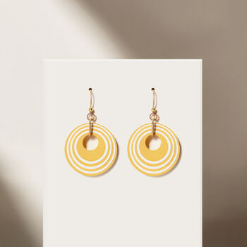 Yellow And White Stripey Circular Earrings, 3 of 6