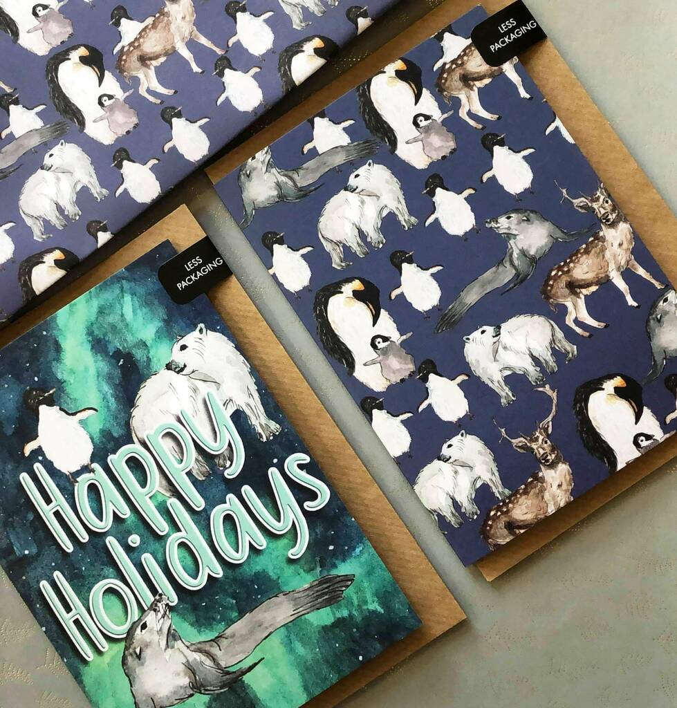 Arctic Animal Wrapping Paper And Cards Set, 1 of 4
