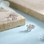 Dainty Forget Me Not Flower Stud Earrings In Sterling Silver, thumbnail 2 of 10