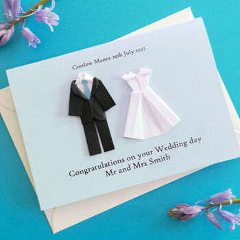 Personalised Mr And Mrs Origami Wedding Card, 3 of 5