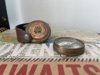 Vintage Replica Brass Pocket Compass With Case, 2 of 5