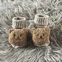 Taupe Ribbed Teddy Bear Baby Socks, thumbnail 1 of 7