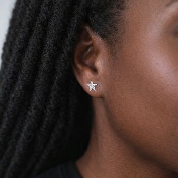 Sterling Silver Dotty Starfish Stud Earrings – 8mm, 2 of 10