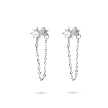 Pearl Star Chain Drop Earrings, 2 of 4