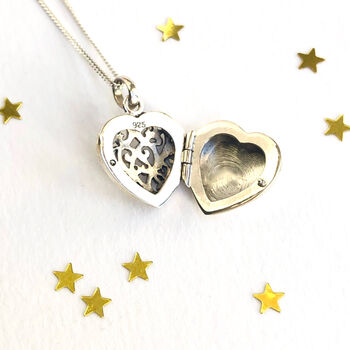 Sterling Silver Filigree Heart Locket Necklace, 4 of 4