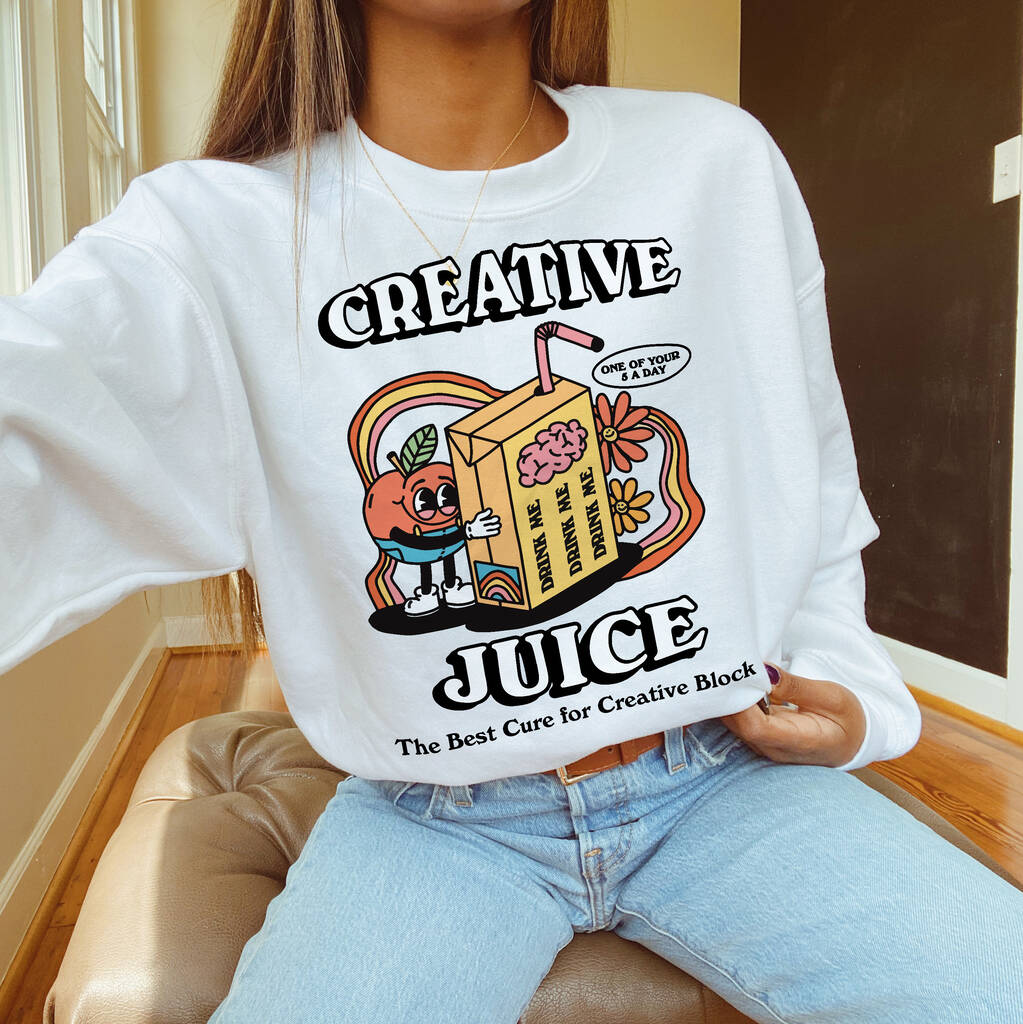 'Creative Juice' Retro Aesthetic Oversized Sweatshirt, 1 of 4