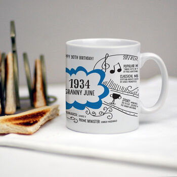 90th Birthday Gift Mug Personalised For 1934, 2 of 10