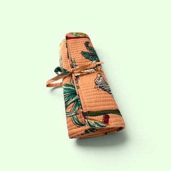Cotton Jewellery Roll | Jungle Animal Print In Peach, 2 of 7