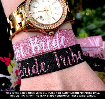 Team Bride Rose Gold Hen Party Wristbands, 5 of 5