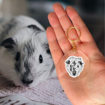 Personalised Guinea Pig Face Portrait Keyring, 6 of 11
