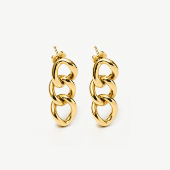 Women’s Short Chain Stud Earrings In 18k Gold, 4 of 4