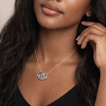 Personalised Sterling Silver Russian Interlinked Trinity Ring Pendant Necklace, 2 of 6