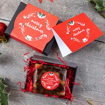Christmas Vegan Mini Salted Caramel Brownie Gift Box, 4 of 4