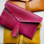 Statement Tassel Leather Clutch, thumbnail 1 of 12