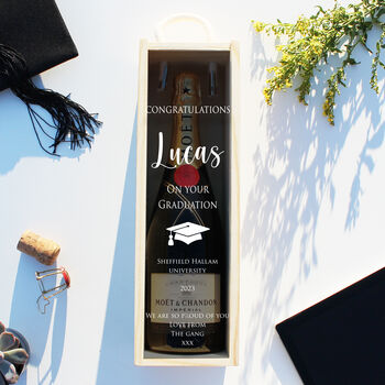 Personalised Graduation Wooden Bottle Gift Box Cap Design, 7 of 8